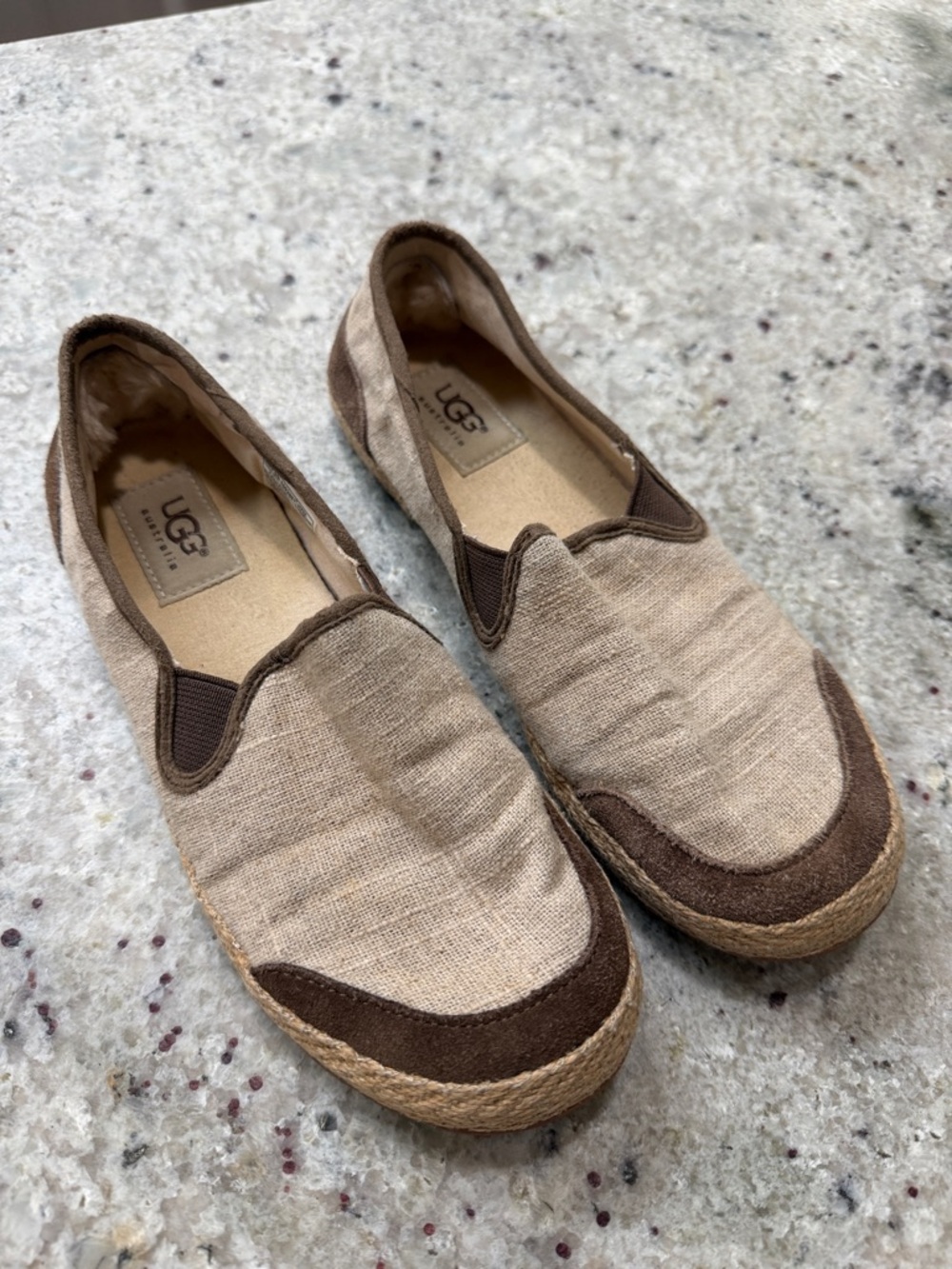 UGG Delizah Natural Canvas Slip On Tan Brown Loafers Size 6.5 Women’s Shoes